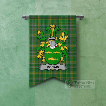 McCain Irish Clan Tartan Gonfalon, Tartan Banner with Coat of Arms