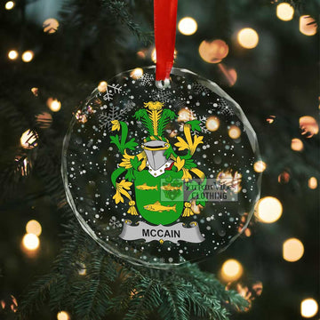 McCain Irish Clan Christmas Glass Ornament with Coat of Arms