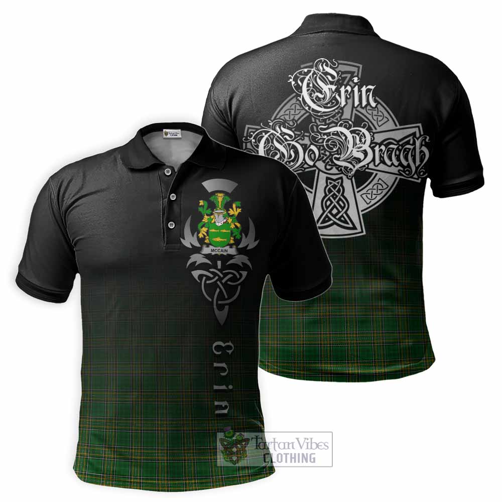 Tartan Vibes Clothing McCain Irish Clan Polo Shirt with Coat of Arms Erin Go Bragh Celtic Inspired