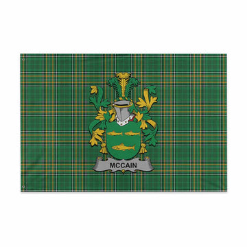 McCain Irish Clan Tartan House Flag with Coat of Arms