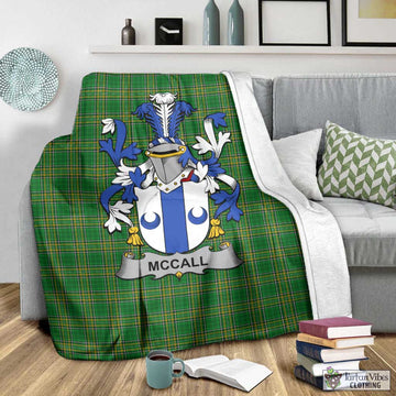 Tartan Vibes Clothing McCall Irish Clan Tartan Blanket with Coat of Arms