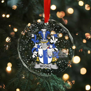 Tartan Vibes Clothing McCall Irish Clan Christmas Glass Ornament with Coat of Arms