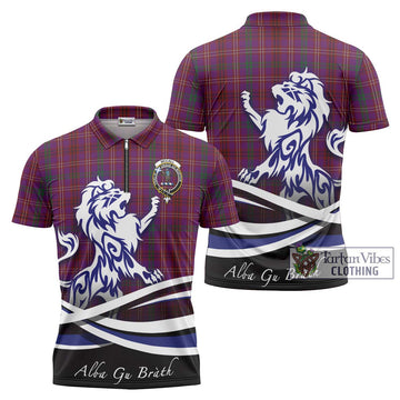 McCall (Caithness) Tartan Zipper Polo Shirt with Alba Gu Brath Regal Lion Emblem Unisex - Tartan Vibes Clothing