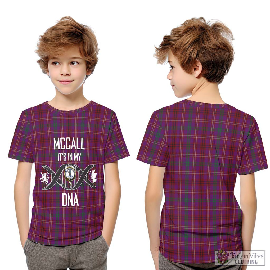 McCall (Caithness) Tartan Kid T-Shirt with Family Crest DNA In Me Style Youth XL Size14 - Tartan Vibes Clothing
