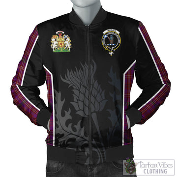 McCall (Caithness) Tartan Bomber Jacket with Family Crest and Scottish Thistle Vibes Sport Style Unisex Black - Tartan Vibes Clothing