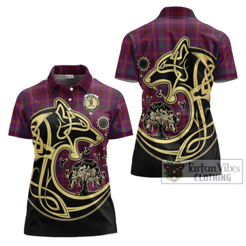 McCall (Caithness) Tartan Women's Polo Shirt with Family Crest Celtic Wolf Style Women - Tartan Vibes Clothing
