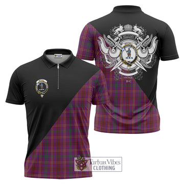 McCall (Caithness) Tartan Zipper Polo Shirt with Family Crest and Military Logo Style Unisex - Tartan Vibes Clothing