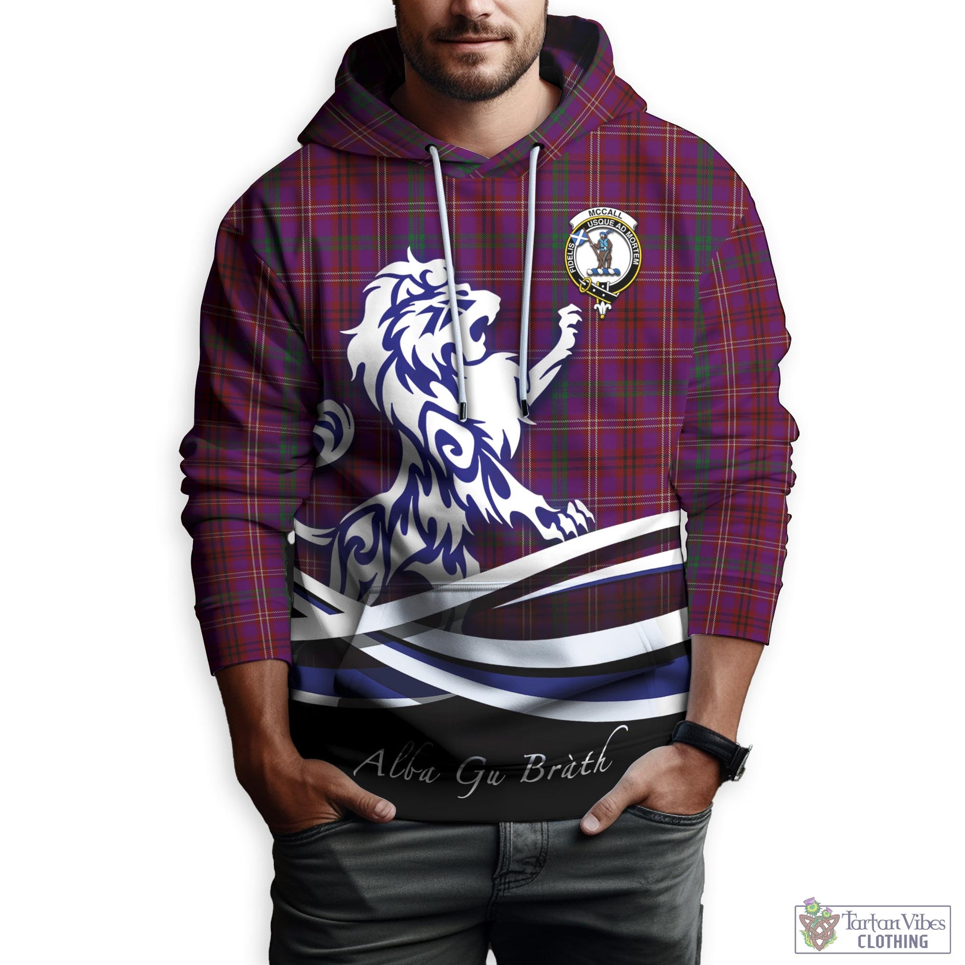 McCall (Caithness) Tartan Hoodie with Alba Gu Brath Regal Lion Emblem Zip Hoodie - Tartan Vibes Clothing