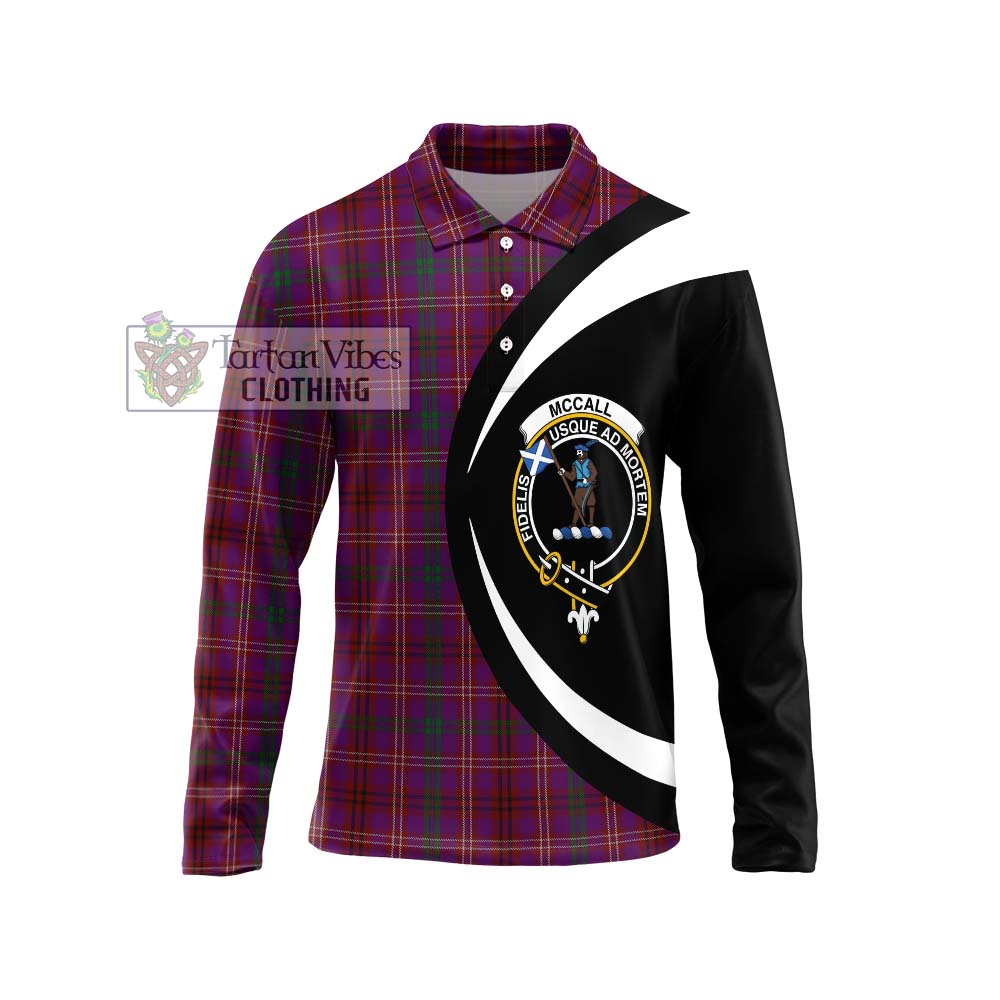 McCall (Caithness) Tartan Long Sleeve Polo Shirt with Family Crest Circle Style Unisex - Tartan Vibes Clothing