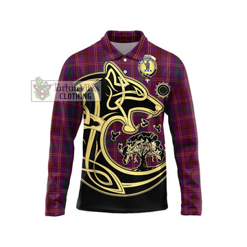 McCall (Caithness) Tartan Long Sleeve Polo Shirt with Family Crest Celtic Wolf Style Unisex - Tartan Vibes Clothing