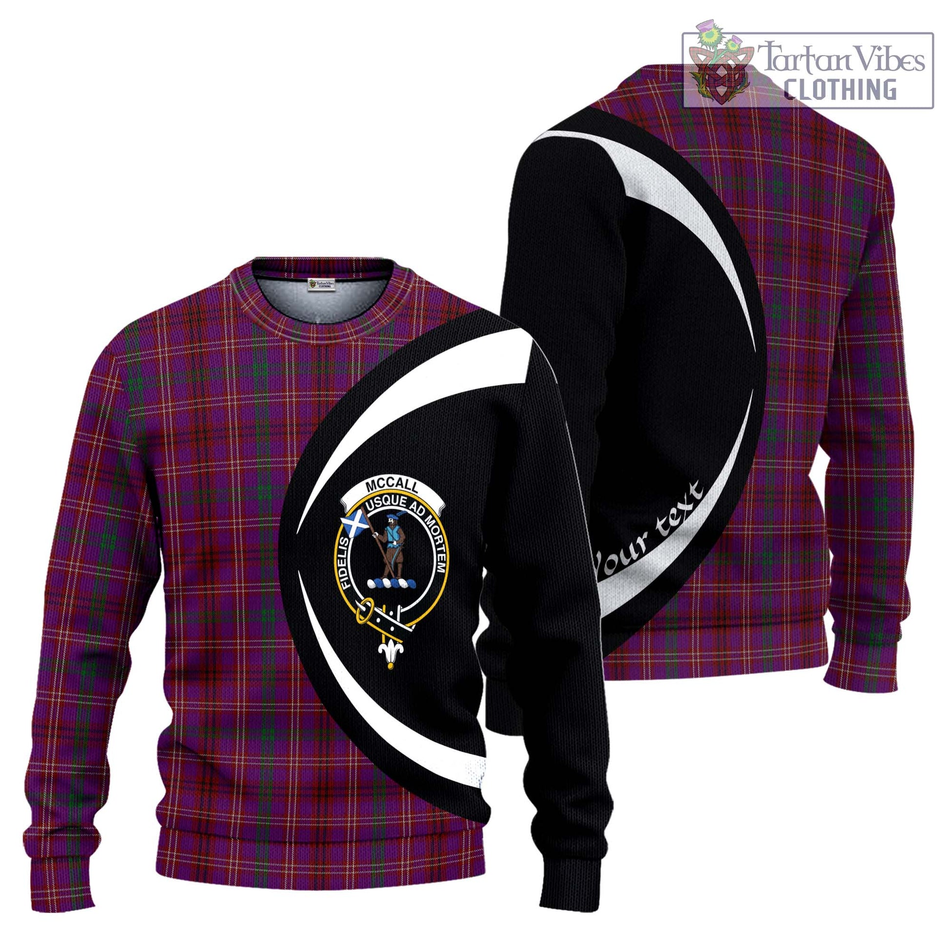 McCall (Caithness) Tartan Ugly Sweater with Family Crest Circle Style Unisex - Tartan Vibes Clothing