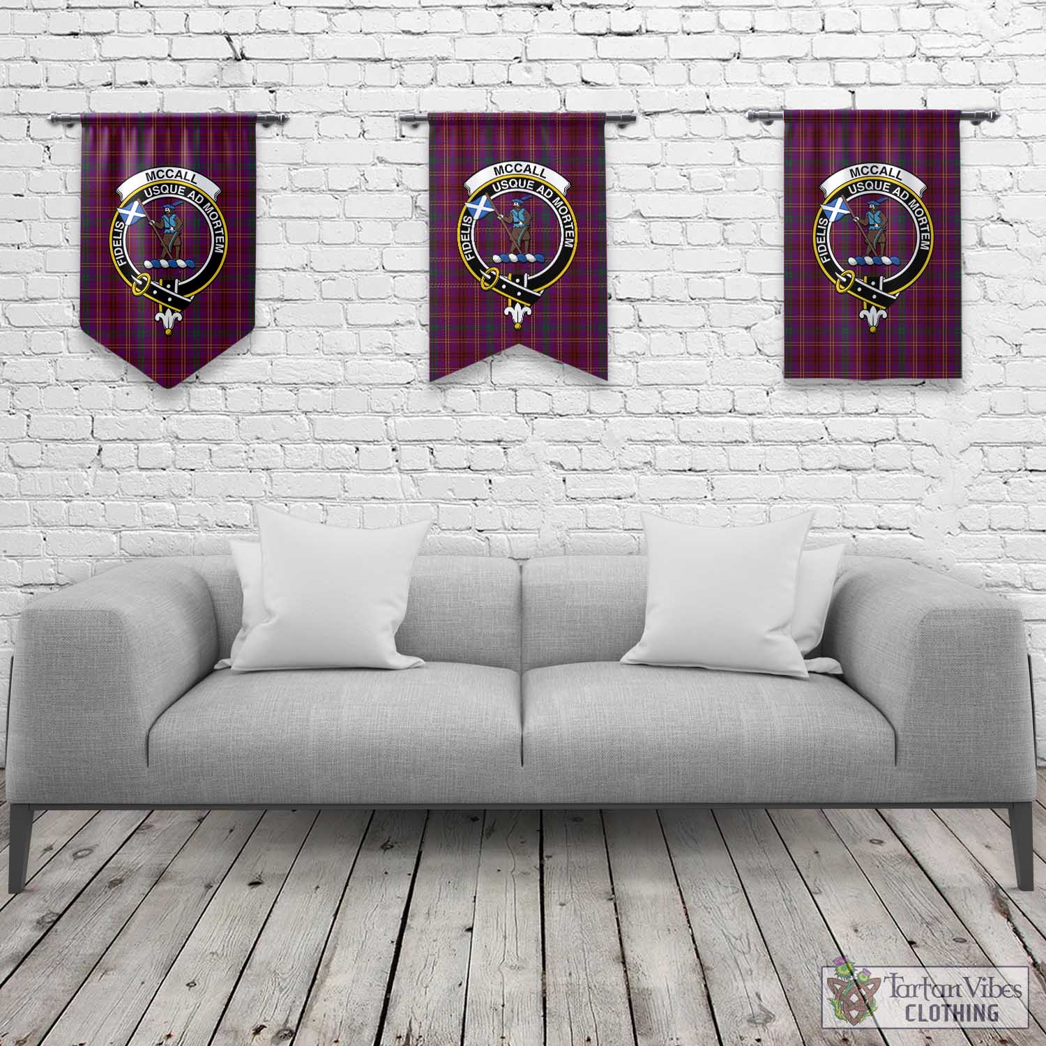 McCall (Caithness) Tartan Gonfalon, Tartan Banner with Family Crest Rectangle - Tartan Vibes Clothing