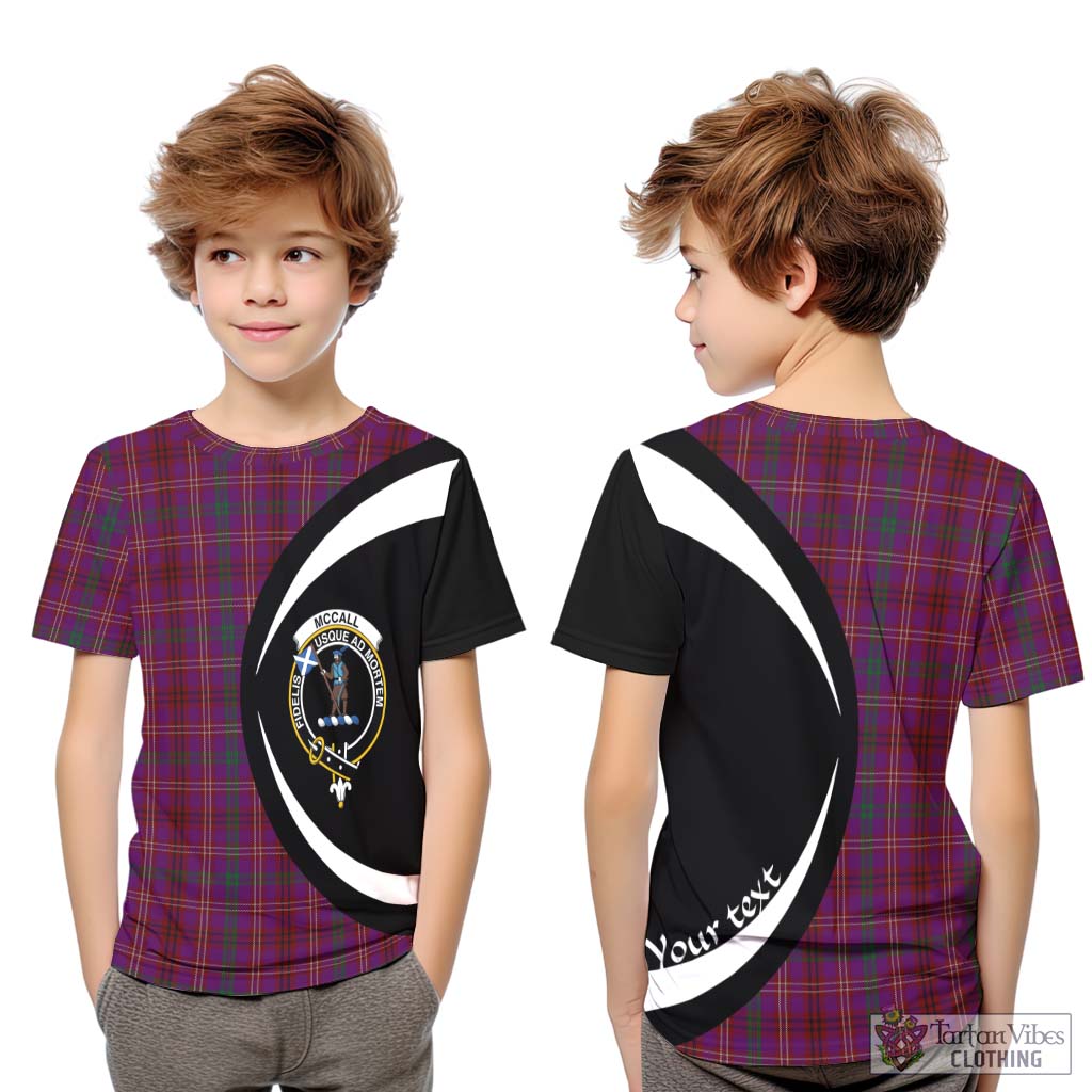 McCall (Caithness) Tartan Kid T-Shirt with Family Crest Circle Style Youth XL Size14 - Tartan Vibes Clothing