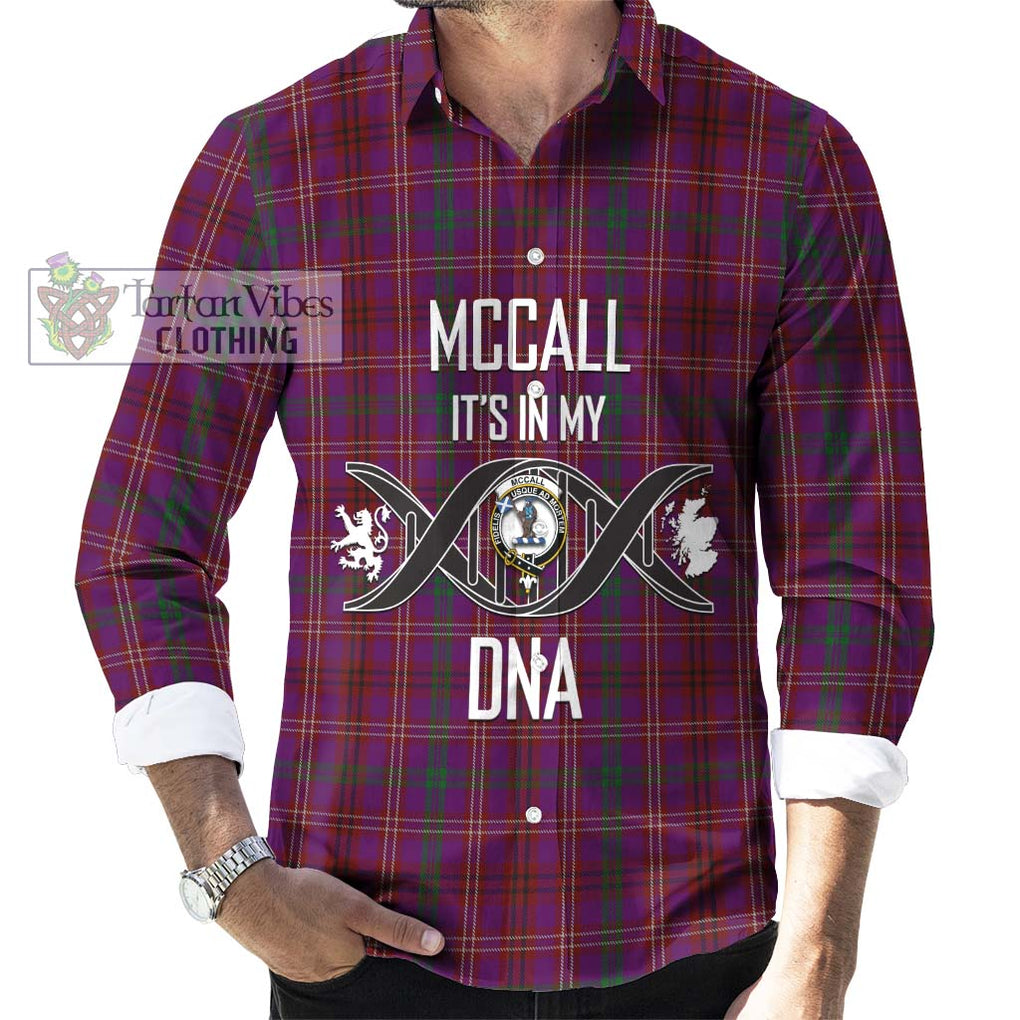 McCall (Caithness) Tartan Long Sleeve Button Shirt with Family Crest DNA In Me Style Men's Shirt S - Tartanvibesclothing Shop