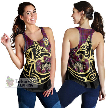 McCall (Caithness) Tartan Women's Racerback Tanks with Family Crest Celtic Wolf Style 4XL - Tartan Vibes Clothing