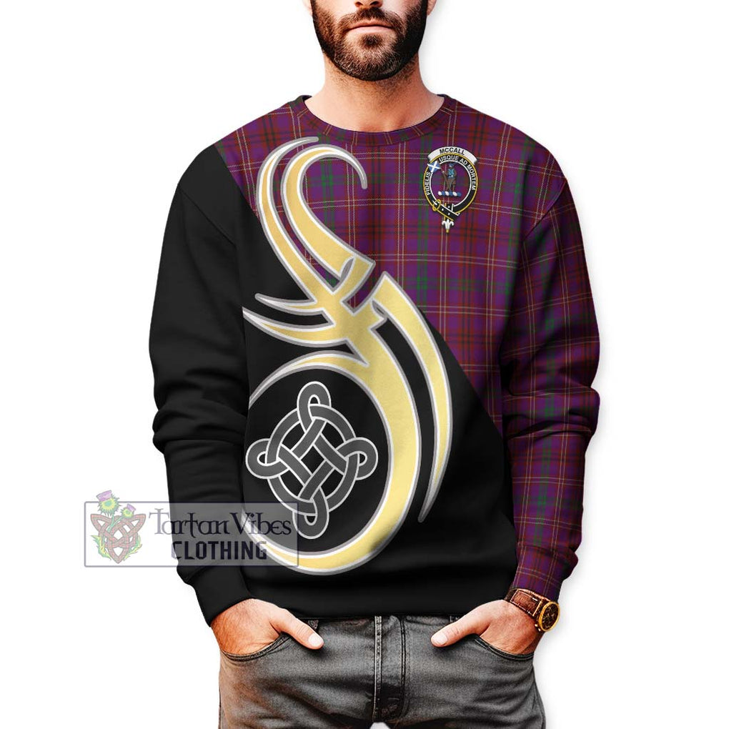 McCall (Caithness) Tartan Sweatshirt with Family Crest and Celtic Symbol Style Unisex - Tartan Vibes Clothing
