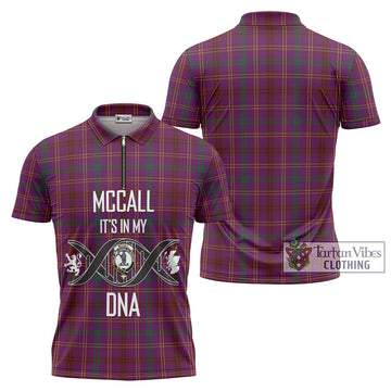 McCall (Caithness) Tartan Zipper Polo Shirt with Family Crest DNA In Me Style Unisex - Tartan Vibes Clothing