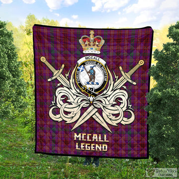 McCall (Caithness) Tartan Quilt with Clan Crest and the Golden Sword of Courageous Legacy