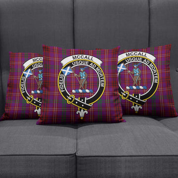 McCall (Caithness) Tartan Pillow Cover with Family Crest Square Pillow Cover - Tartanvibesclothing