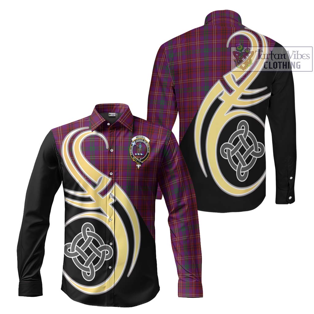 McCall (Caithness) Tartan Long Sleeve Button Shirt with Family Crest and Celtic Symbol Style Men's Shirt S - Tartan Vibes Clothing