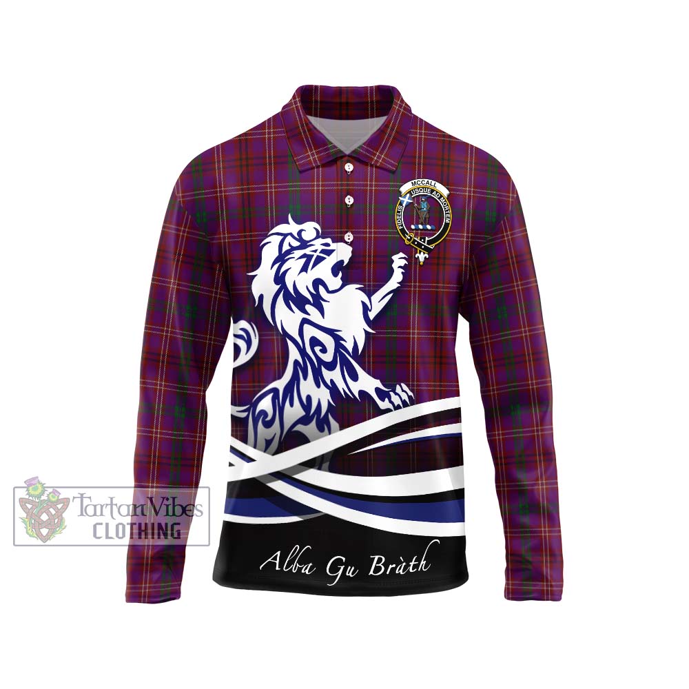 McCall (Caithness) Tartan Long Sleeve Polo Shirt with Alba Gu Brath Regal Lion Emblem Unisex - Tartan Vibes Clothing