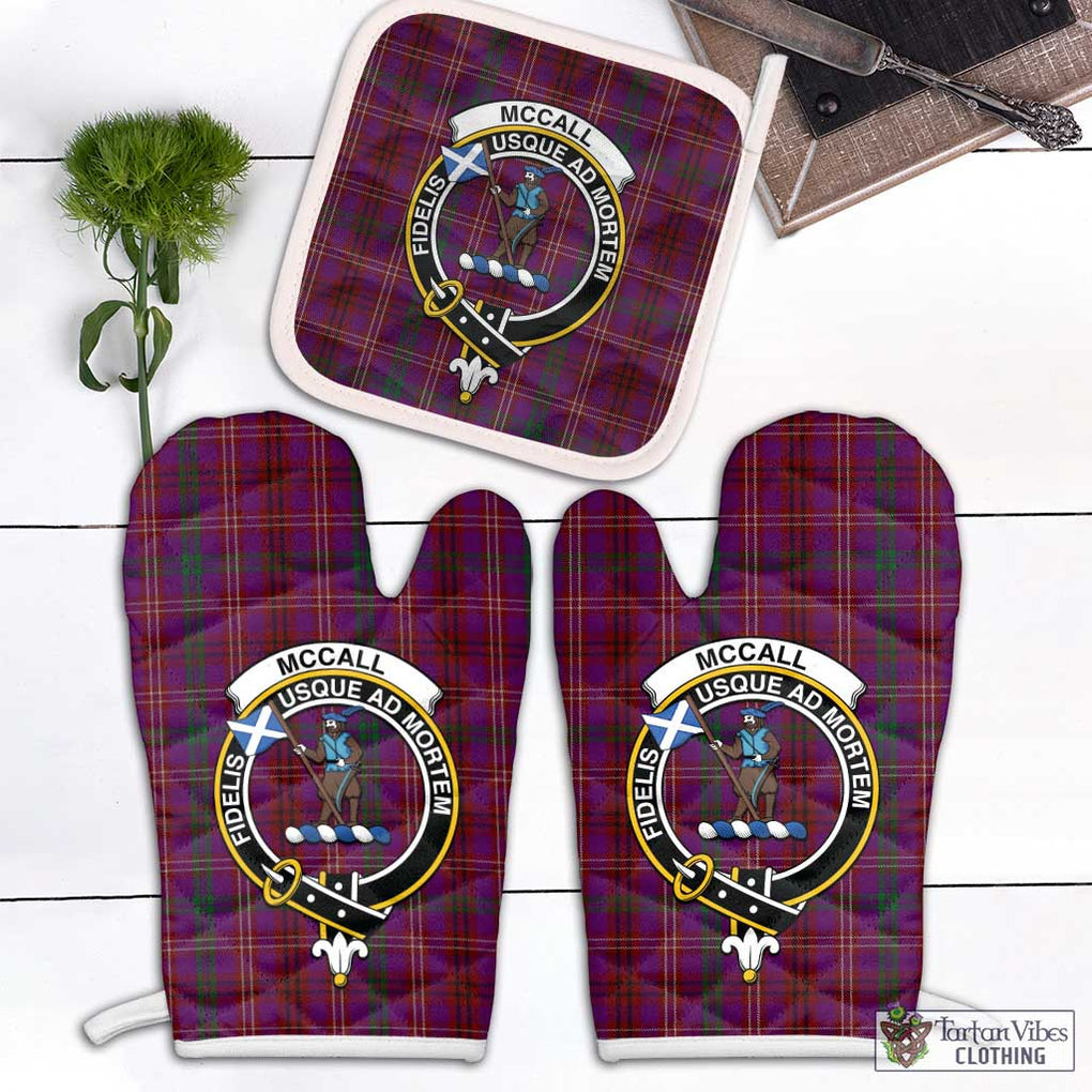 McCall (Caithness) Tartan Combo Oven Mitt & Pot-Holder with Family Crest White - Tartan Vibes Clothing