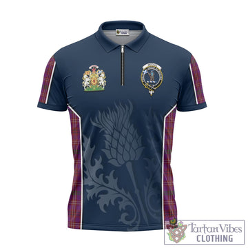 McCall (Caithness) Tartan Zipper Polo Shirt with Family Crest and Scottish Thistle Vibes Sport Style Unisex - Tartan Vibes Clothing