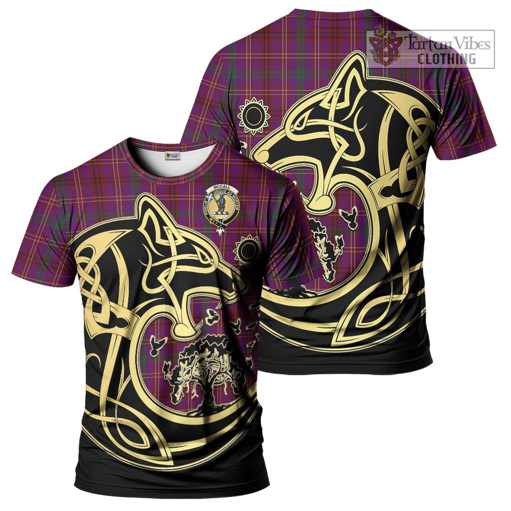 McCall (Caithness) Tartan T-Shirt with Family Crest Celtic Wolf Style Kid's Shirt - Tartan Vibes Clothing