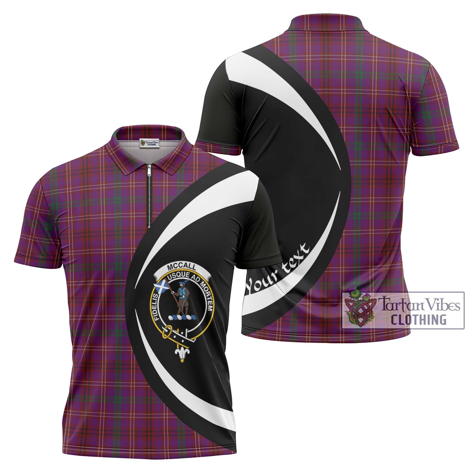 McCall (Caithness) Tartan Zipper Polo Shirt with Family Crest Circle Style Unisex - Tartan Vibes Clothing
