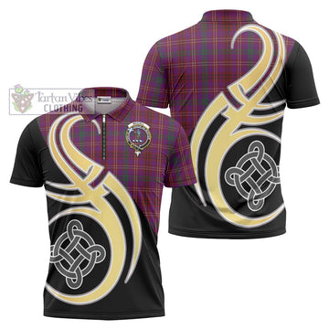 McCall (Caithness) Tartan Zipper Polo Shirt with Family Crest and Celtic Symbol Style Unisex - Tartan Vibes Clothing