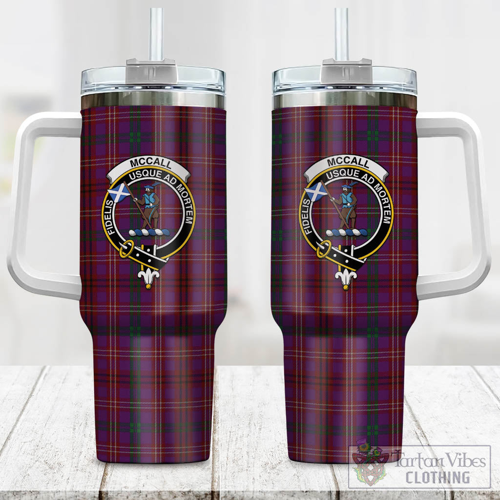 McCall (Caithness) Tartan Tumbler with Handle with Family Crest One Size 40 OZ - Tartan Vibes Clothing