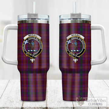 McCall (Caithness) Tartan Tumbler with Handle with Family Crest One Size 40 OZ - Tartan Vibes Clothing