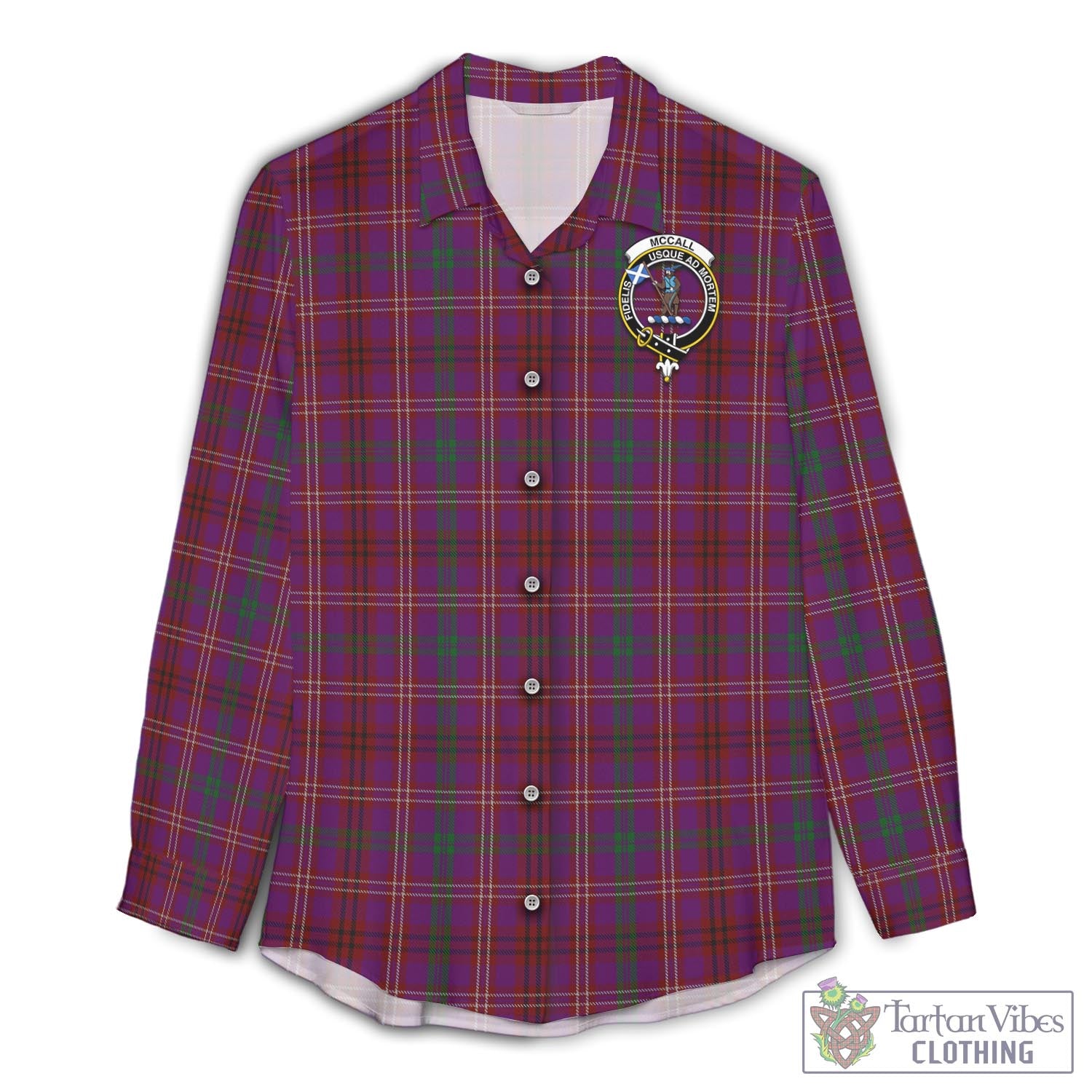 McCall (Caithness) Tartan Women's Casual Shirt with Family Crest Female - Tartan Vibes Clothing