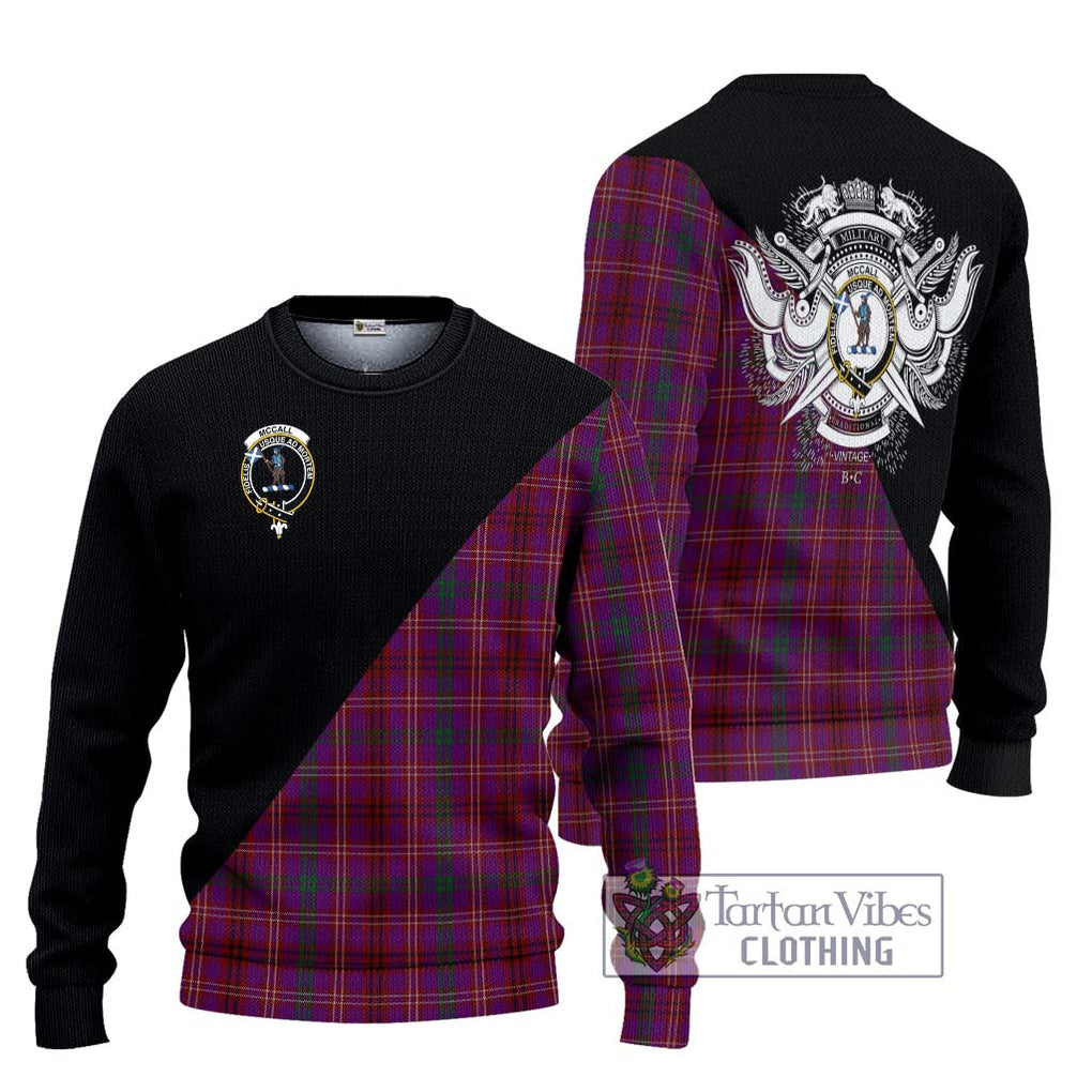 McCall (Caithness) Tartan Ugly Sweater with Family Crest and Military Logo Style Unisex - Tartan Vibes Clothing