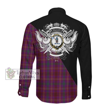 McCall (Caithness) Tartan Long Sleeve Button Shirt with Family Crest and Military Logo Style Men's Shirt - Tartanvibesclothing Shop