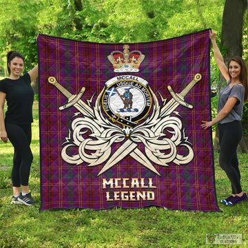 McCall (Caithness) Tartan Quilt with Clan Crest and the Golden Sword of Courageous Legacy