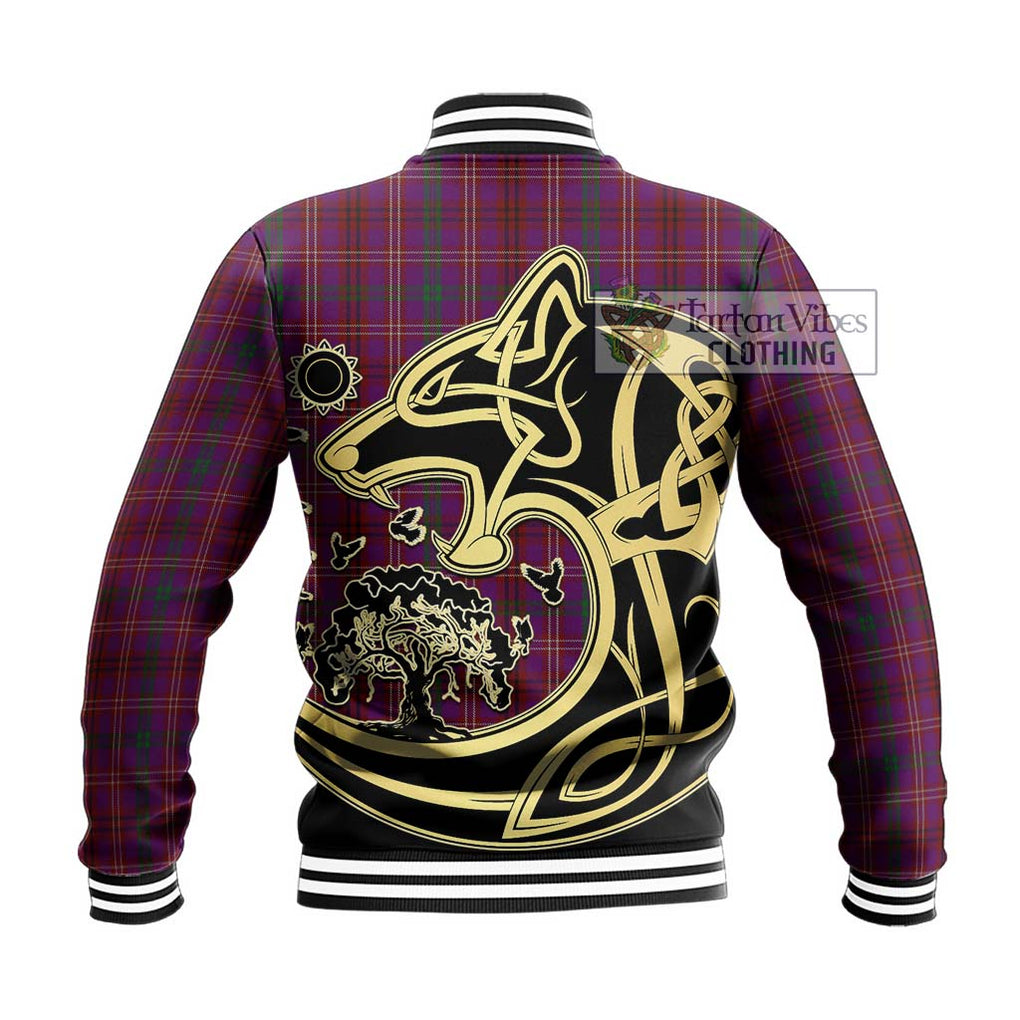 McCall (Caithness) Tartan Baseball Jacket with Family Crest Celtic Wolf Style - Tartan Vibes Clothing