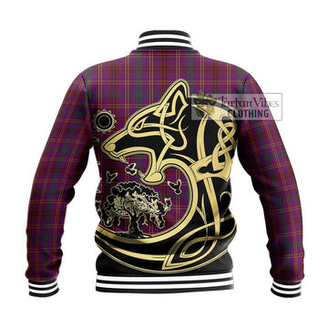 McCall (Caithness) Tartan Baseball Jacket with Family Crest Celtic Wolf Style - Tartan Vibes Clothing