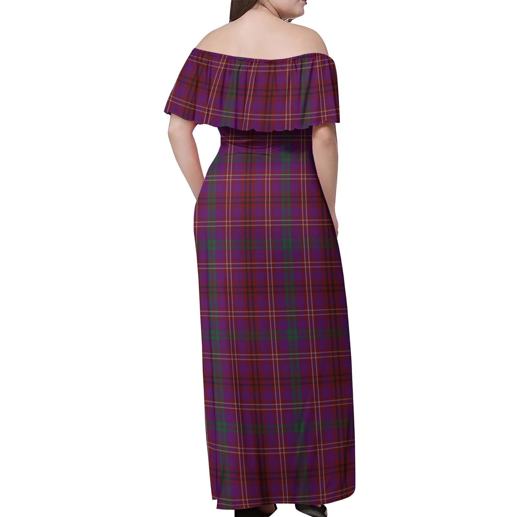McCall (Caithness) Tartan Off Shoulder Long Dress - Tartan Vibes Clothing