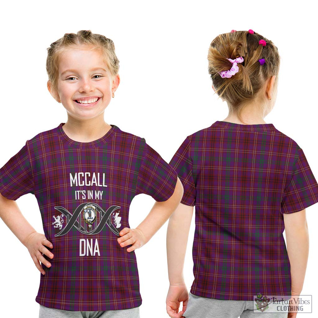 McCall (Caithness) Tartan Kid T-Shirt with Family Crest DNA In Me Style - Tartan Vibes Clothing