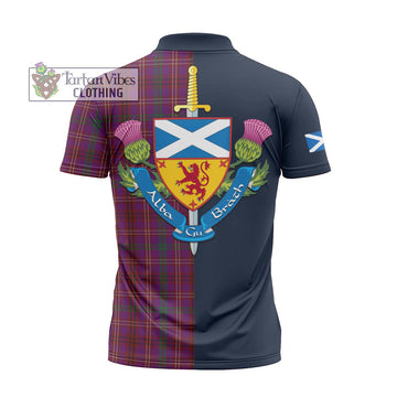 McCall (Caithness) Tartan Zipper Polo Shirt Alba with Scottish Lion Royal Arm Half Style - Tartan Vibes Clothing