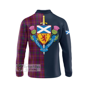 McCall (Caithness) Tartan Long Sleeve Polo Shirt Alba with Scottish Lion Royal Arm Half Style - Tartan Vibes Clothing