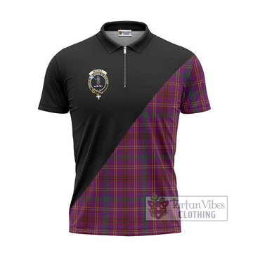 McCall (Caithness) Tartan Zipper Polo Shirt with Family Crest and Military Logo Style - Tartan Vibes Clothing