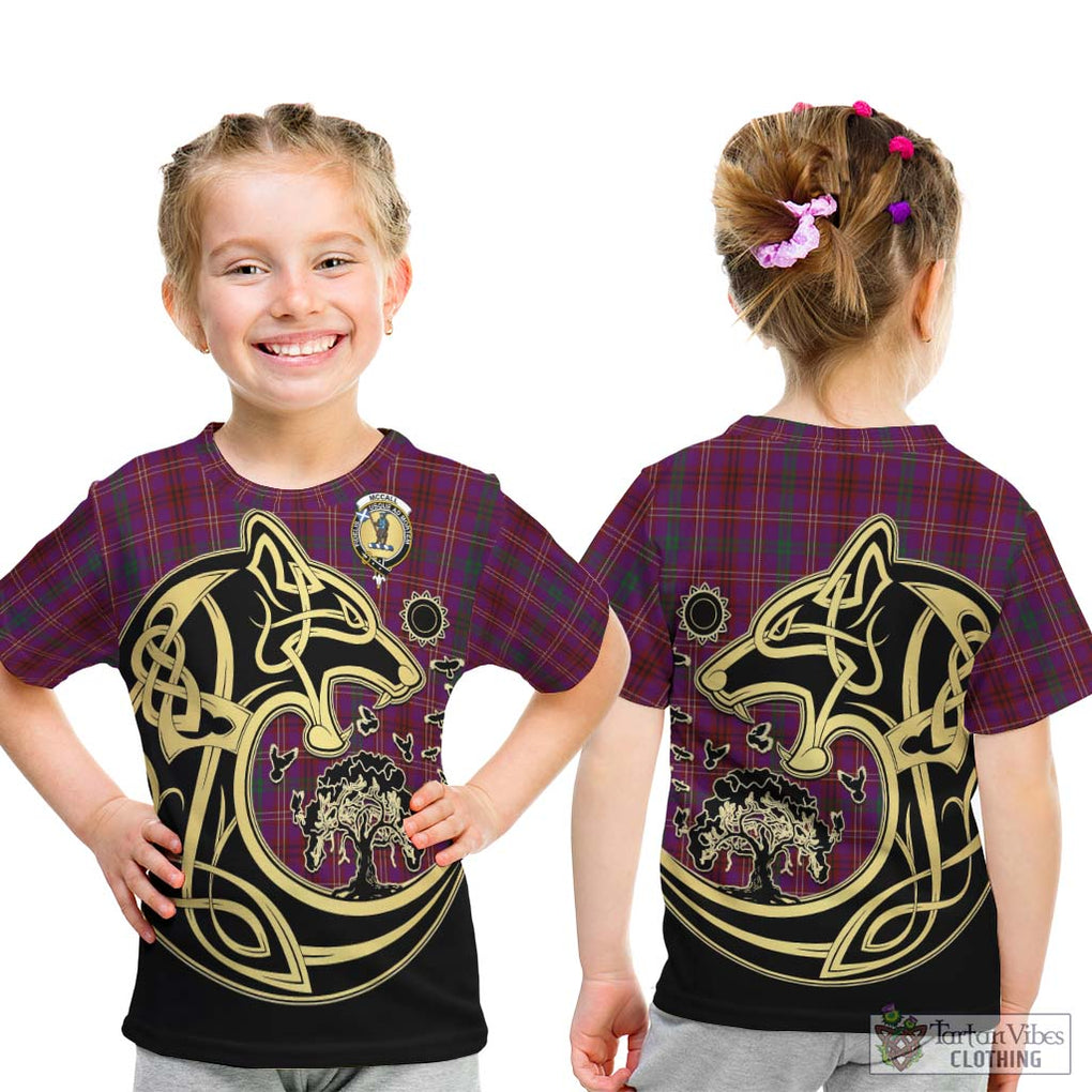 McCall (Caithness) Tartan Kid T-Shirt with Family Crest Celtic Wolf Style - Tartan Vibes Clothing