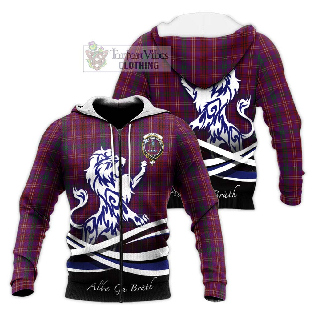 McCall (Caithness) Tartan Knitted Hoodie with Alba Gu Brath Regal Lion Emblem Unisex Knitted Zip Hoodie - Tartan Vibes Clothing