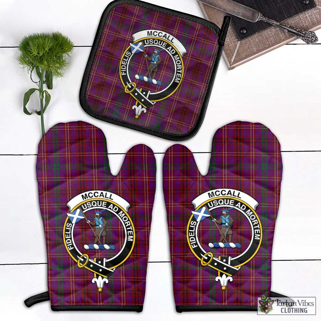 McCall (Caithness) Tartan Combo Oven Mitt & Pot-Holder with Family Crest Black - Tartan Vibes Clothing