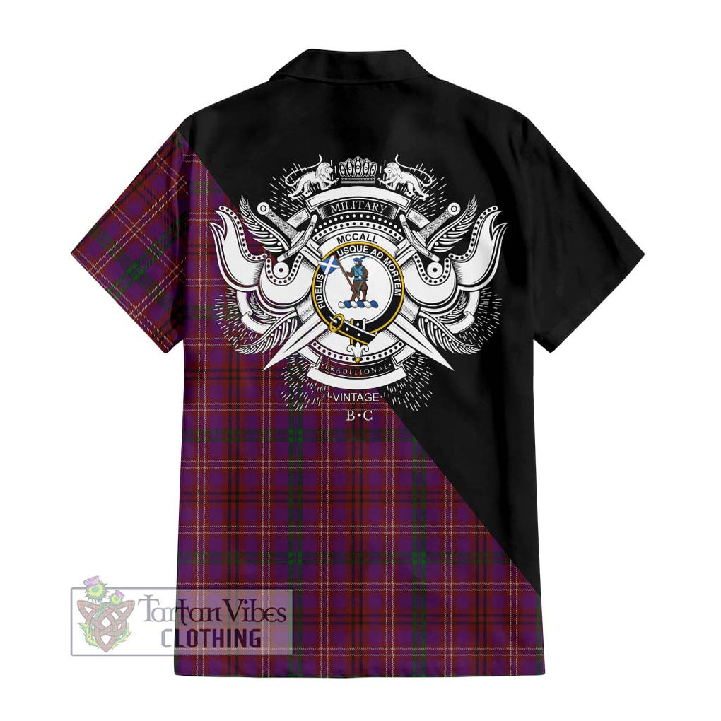 McCall (Caithness) Tartan Hawaiian Shirt with Family Crest and Military Logo Style - Tartan Vibes Clothing