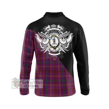 McCall (Caithness) Tartan Long Sleeve Polo Shirt with Family Crest and Military Logo Style - Tartan Vibes Clothing