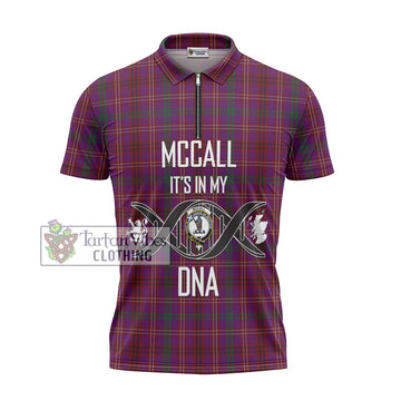 McCall (Caithness) Tartan Zipper Polo Shirt with Family Crest DNA In Me Style - Tartan Vibes Clothing