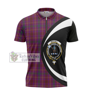McCall (Caithness) Tartan Zipper Polo Shirt with Family Crest Circle Style - Tartan Vibes Clothing